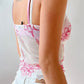 Vintage Mesh Perspective Camisole with Floral Print and Lace