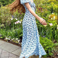 Blue vintage puff sleeve floral maxi dress