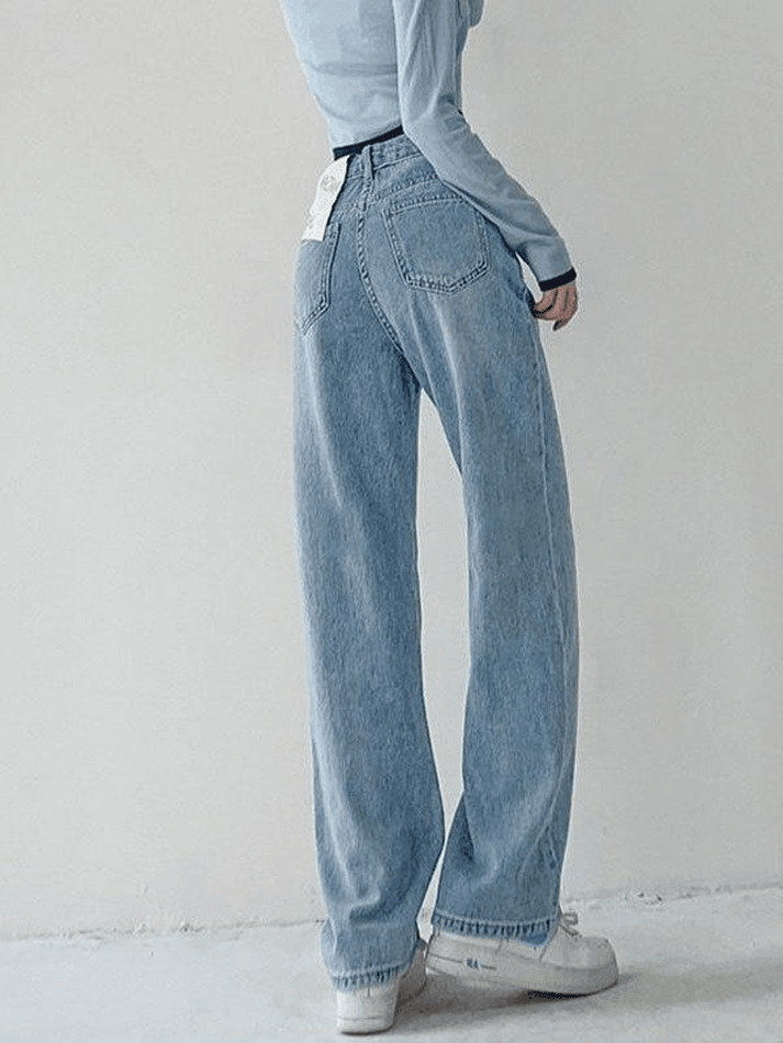 Blue vintage seam details wash boyfriend jeans