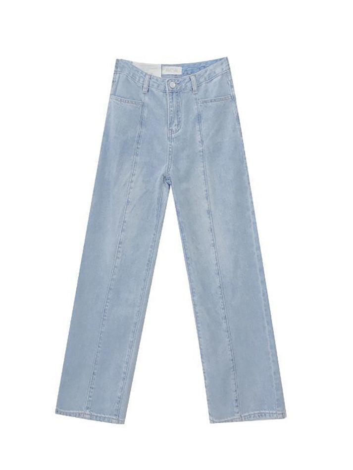 Blue vintage seam details wash boyfriend jeans