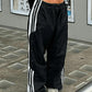 Black Classic Baggy Sweatpants with Side Stripes