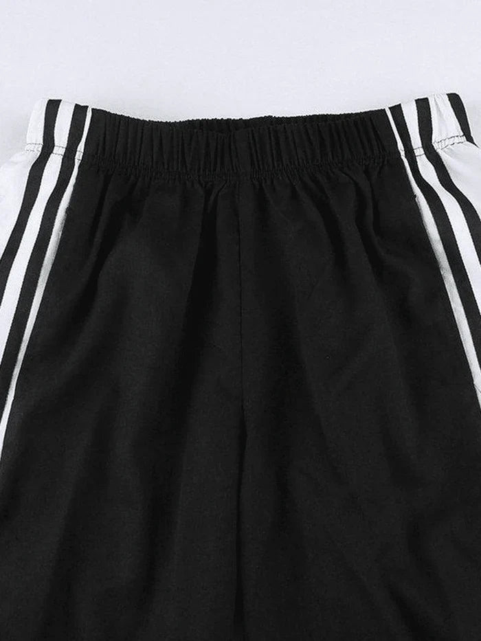 Black Classic Baggy Sweatpants with Side Stripes