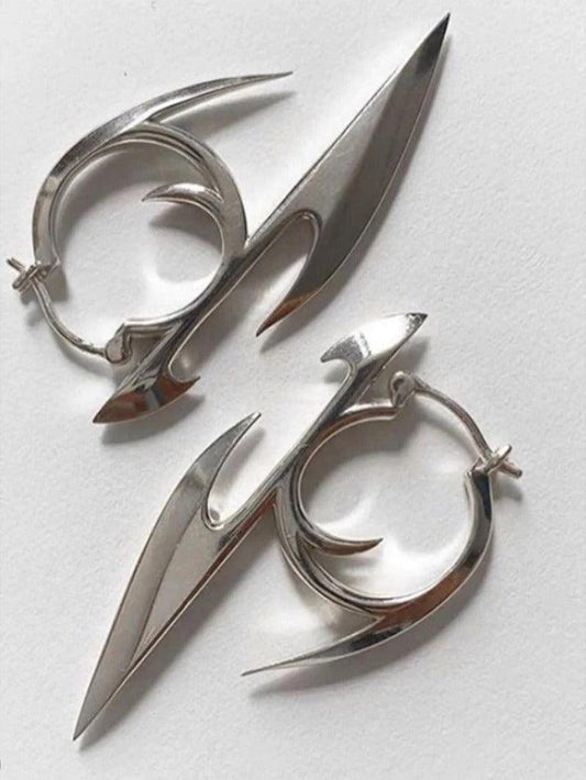 Silver Gothic Dart Character Earrings