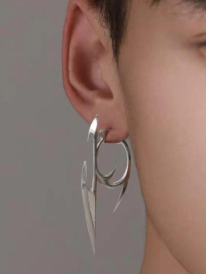 Silver Gothic Dart Character Earrings