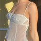 White chiffon cami top with lacing and lace