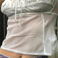 White chiffon cami top with lacing and lace