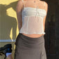 White chiffon cami top with lacing and lace