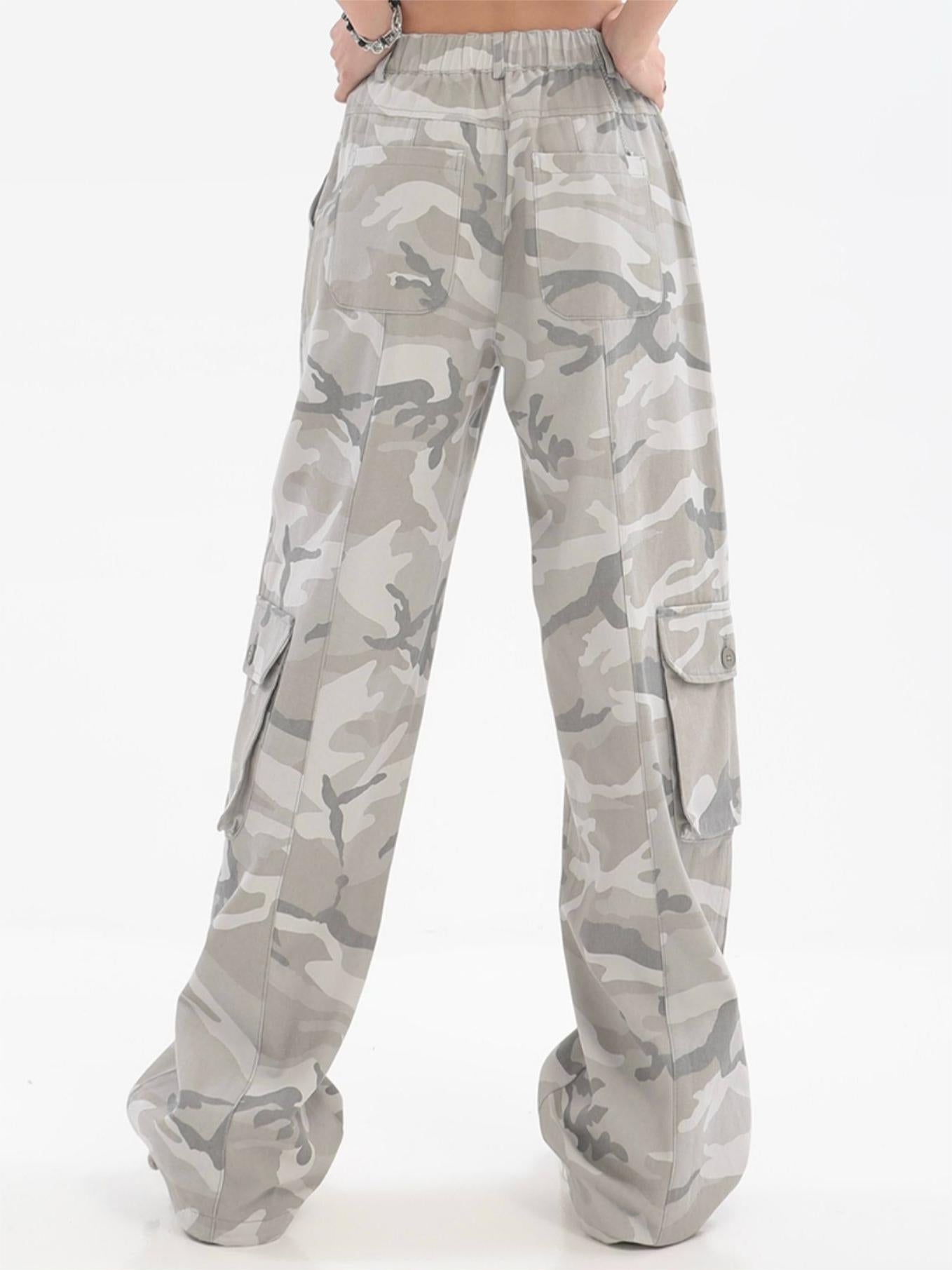 Gray vintage camo baggy cargo jeans