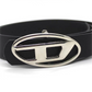 Black retro belt with silver letter logo