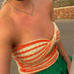 Vintage Twist Cutout Striped Knit Crop Bandeau Top