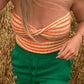 Vintage Twist Cutout Striped Knit Crop Bandeau Top