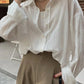 White Classic Versatile Textured Long Sleeve Blouse