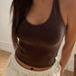 Brown Vintage Halter Crop Tank Top