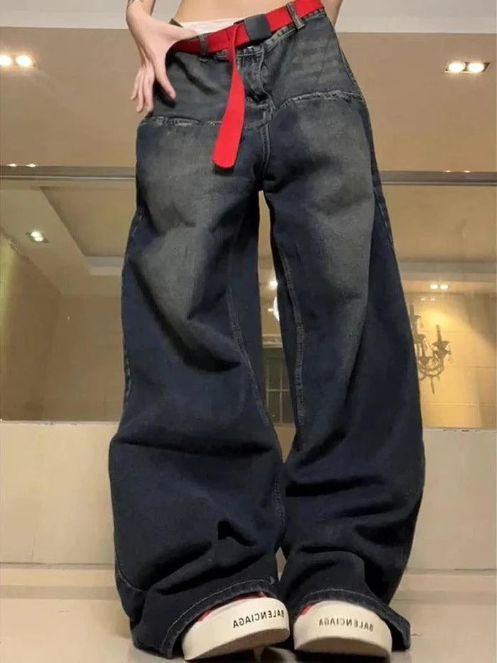 Blue Vintage Washed Distressed Baggy Boyfriend Jeans