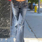 Faded vintage cargo jeans flared pants with pockets