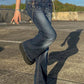 Faded vintage cargo jeans flared pants with pockets