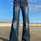 Faded vintage cargo jeans flared pants with pockets