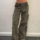 Straight leg cargo jeans with buttons