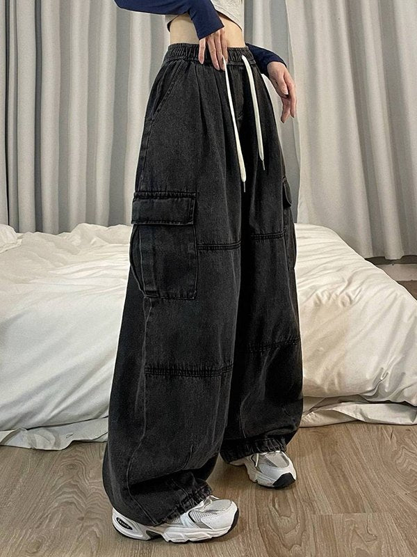 Dark vintage punk baggy cargo jeans