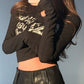 Cotton crop top with long sleeves and graphic
