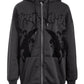 Black hoodie with zipper and angel motif
