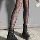 Fishnet tights with a spider web pattern