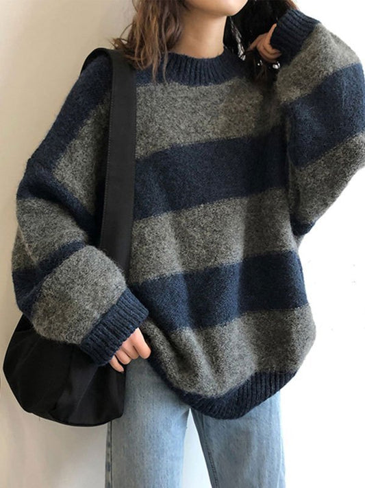 Oversized sweater with stripes