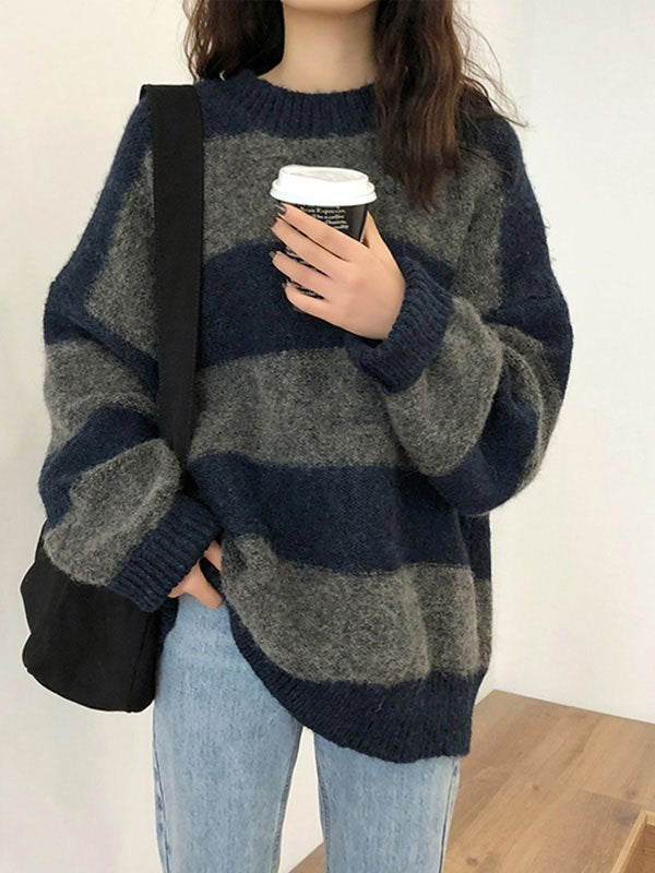 Oversized sweater with stripes