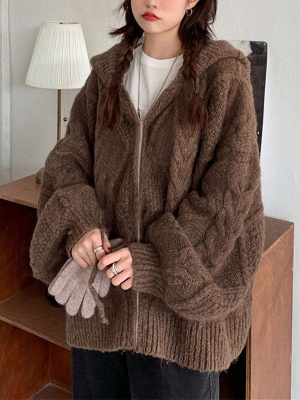 Oversize hooded cardigan