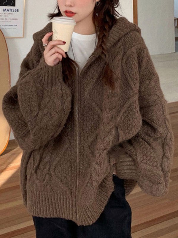 Oversize hooded cardigan