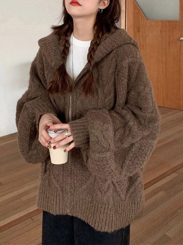 Oversize hooded cardigan