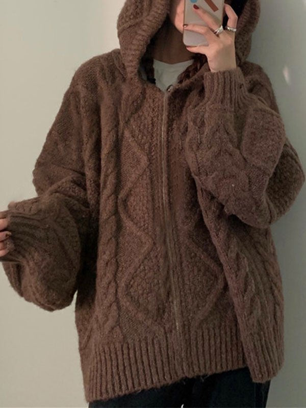 Oversize hooded cardigan