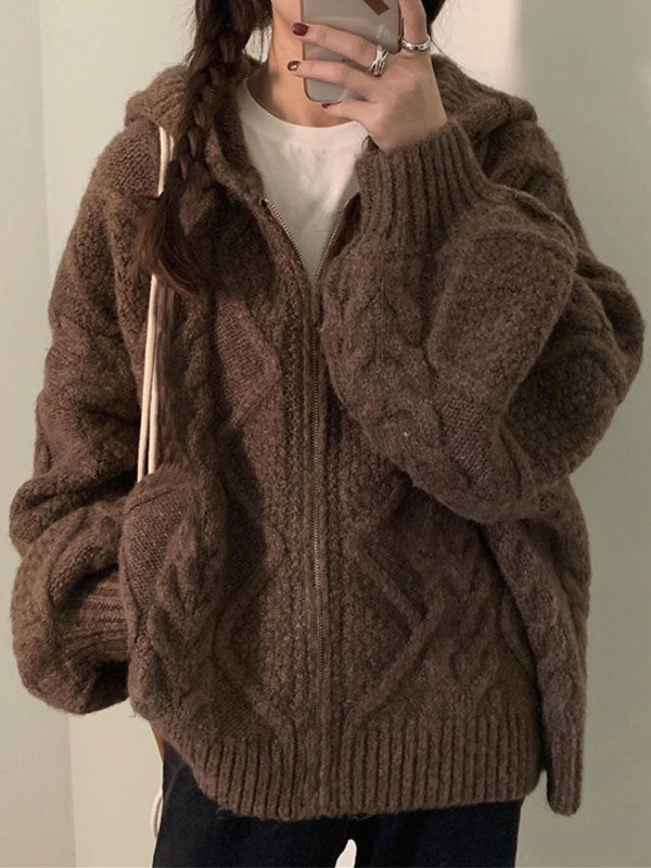 Oversize hooded cardigan