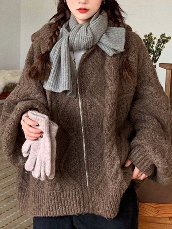 Oversize hooded cardigan