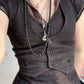Black corset top with button placket