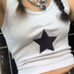 Rib cropped tank top with star patch