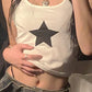 Rib cropped tank top with star patch