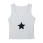 Rib cropped tank top with star patch