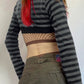 Super crop long sleeve striped knit top