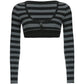 Super crop long sleeve striped knit top