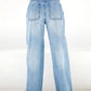 Vintage Blue Versatile Boyfriend Jeans with Wash Effect