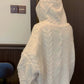 Vintage Oversize White Cardigan with Hood and Zipper