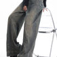 Vintage Faded Baggy Boyfriend Jeans with Embroidered Stripes 